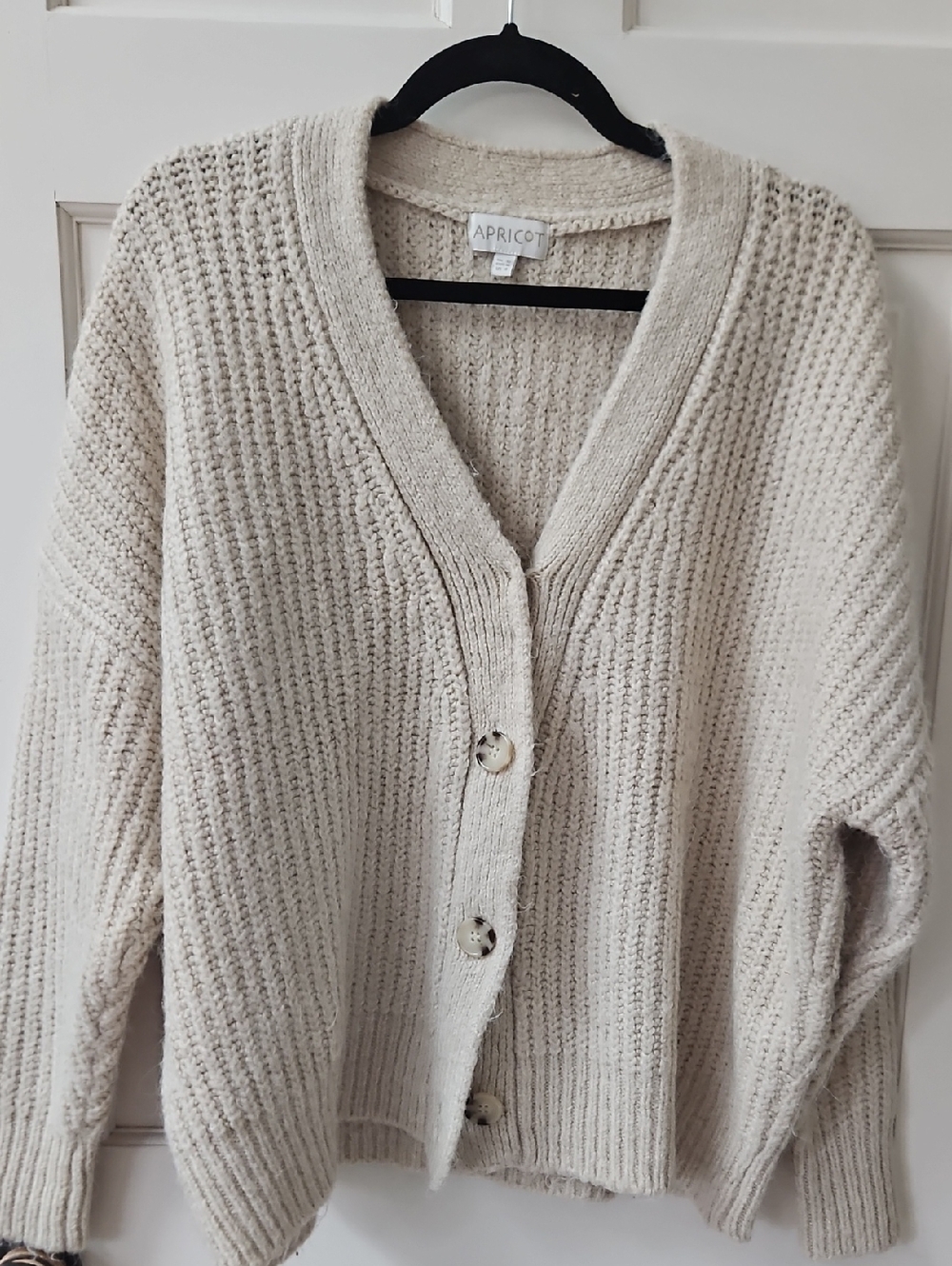 Apricot- Cream Chunky Knit Button Cardigan
